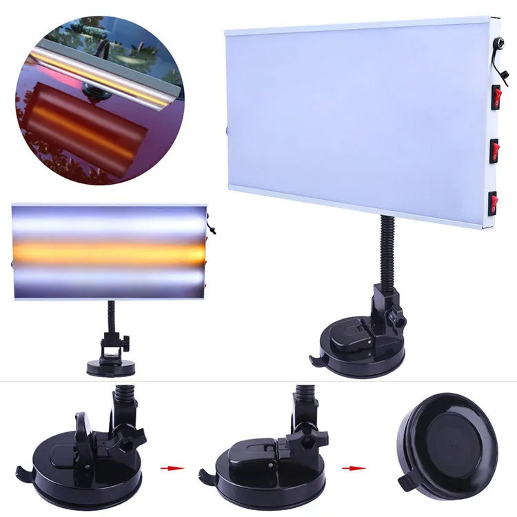 White car dent detection kit with concave inspection light for automotive body repair