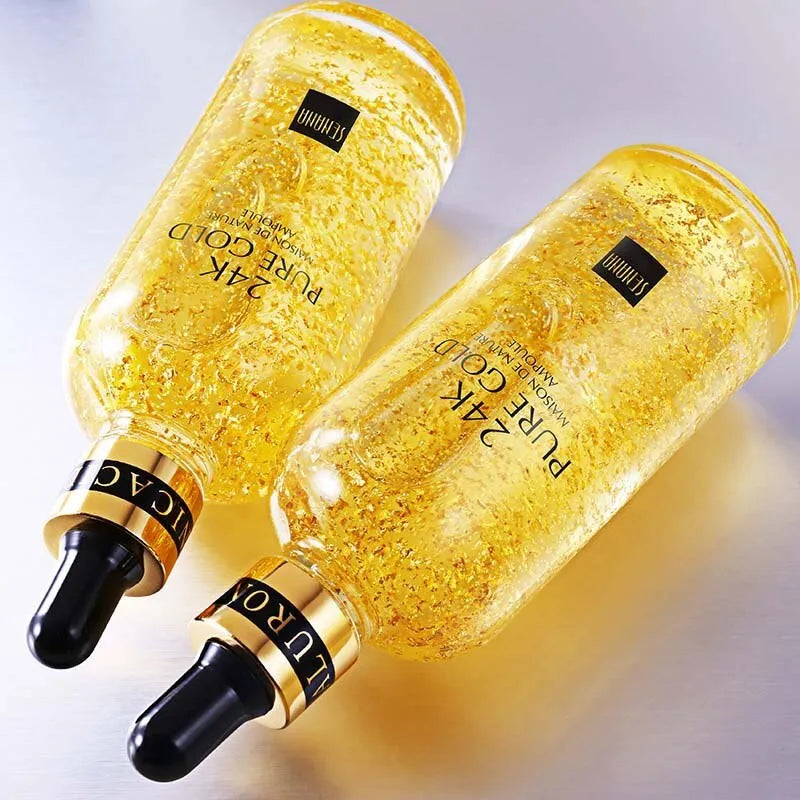 24K gold nicotinamide anti-ageing face serum gel in 15ml, 50ml and 100ml sizes