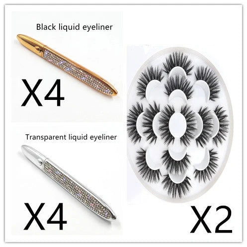 Self-adhesive false eyelashes with multicolour eyeliner for easy application and vibrant looks