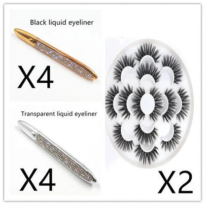 Self-adhesive false eyelashes with multicolour eyeliner for easy application and vibrant looks