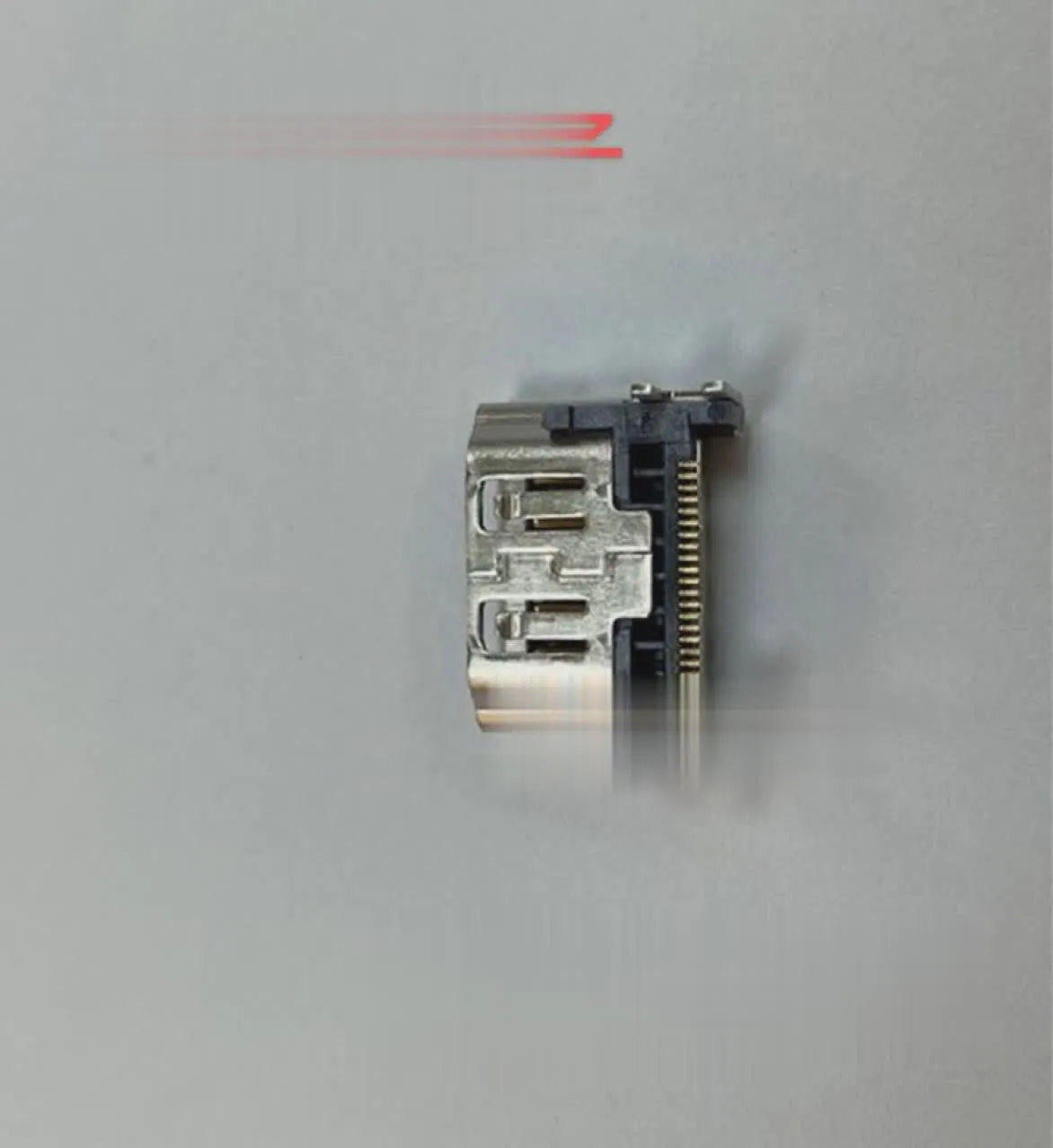 Silver HDMI interface host socket with Type A female port for game console and media device connections