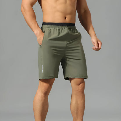 Men's grey ice silk quick-drying loose running pants in cropped length