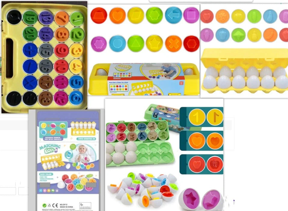 Educational smart egg toy for children with 12 shapes for sorting and matching