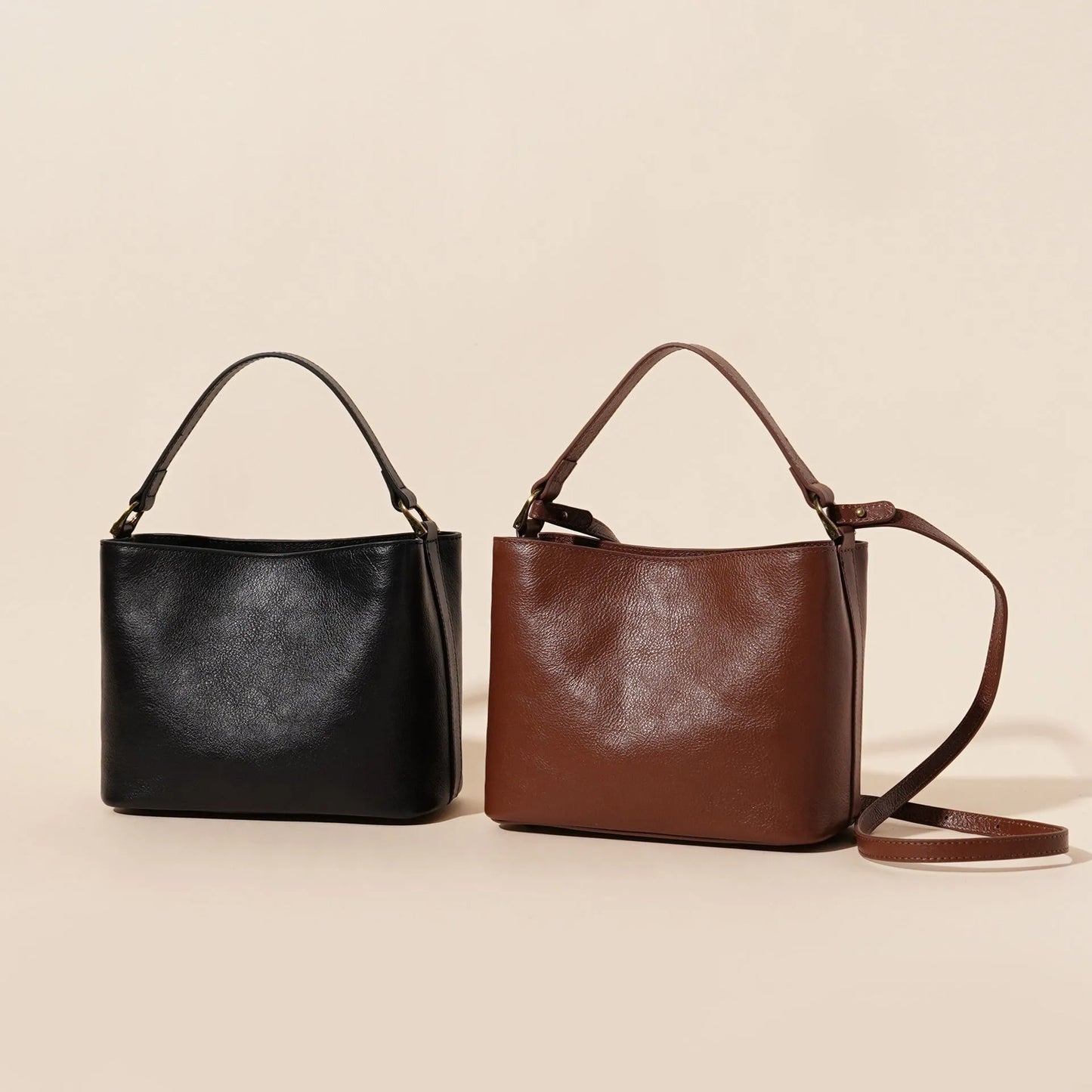 Sugar Brown genuine cowhide leather women's shoulder handbag with internal organiser pockets.