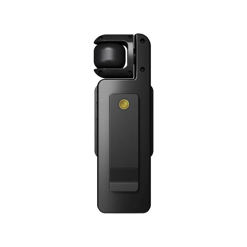 Handheld portable camera in black or silver, 3.7 cm wide, 2.4 cm deep, 11 cm tall, ABS plastic body, for sports and outdoor use