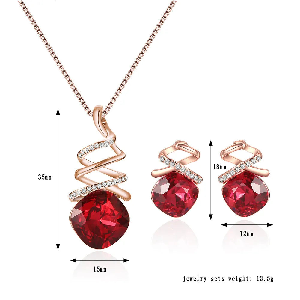 Bridal jewellery set with water wave chain necklace adjustable 51-80cm and matching earrings