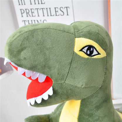 Green cartoon Tyrannosaurus dinosaur plush toy with reversible sequins