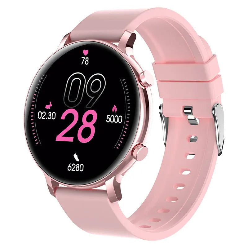 Bluetooth call smartwatch with stainless steel strap showing heart rate monitoring on screen