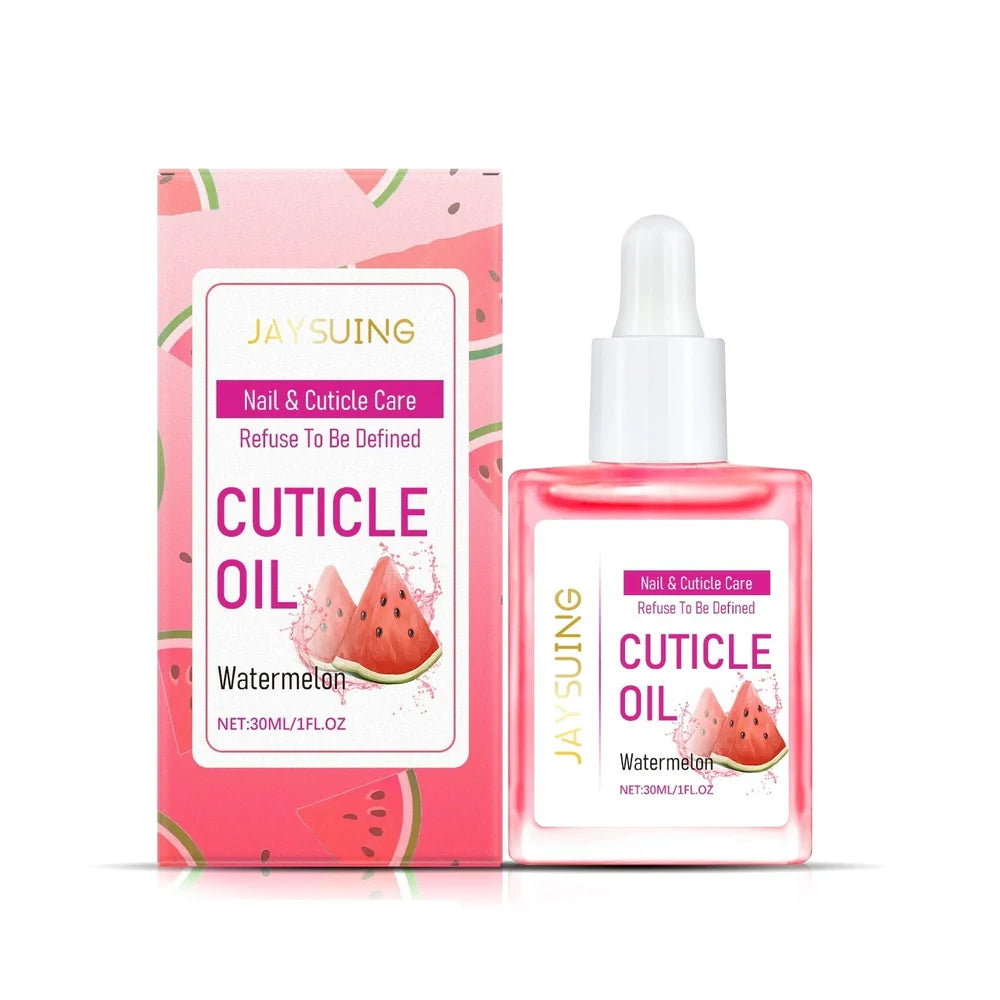 30ml bottle of watermelon nail care oil with precise applicator for cuticle treatment