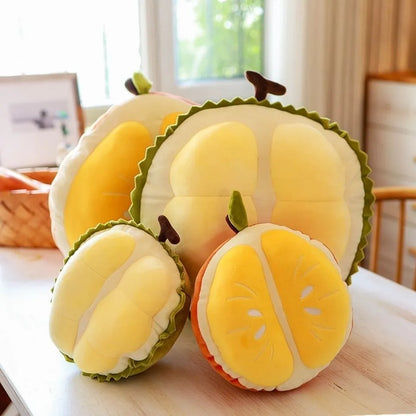 Plush toy doll in durian and orange designs, 27cm and 16cm sizes, for infants 0-3 years.