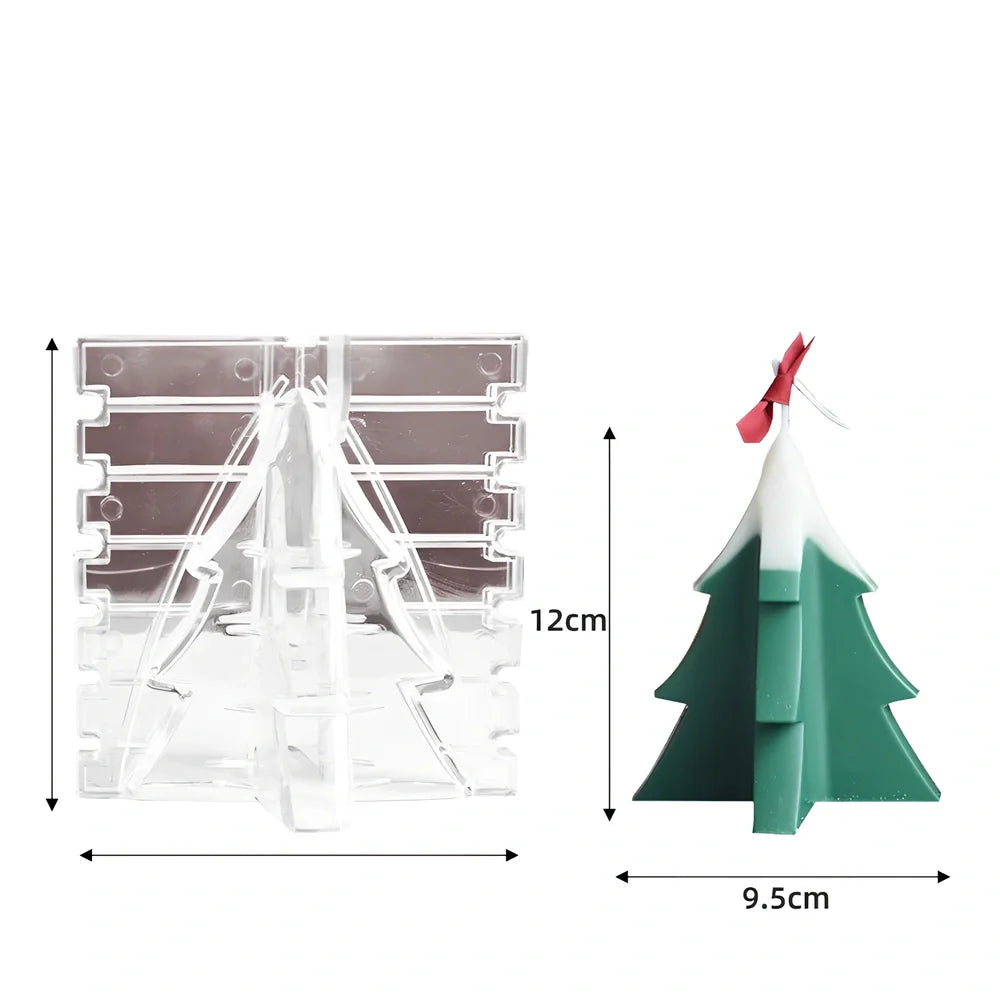 Christmas tree-shaped candle in silicone mold with soy wax and cotton wick measuring 4.5x4.5x10cm