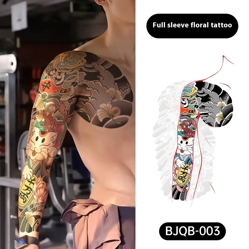 Retro traditional simulation flower arm body sticker sheet, 520mm x 370mm, transfer printing, BJQB pattern options