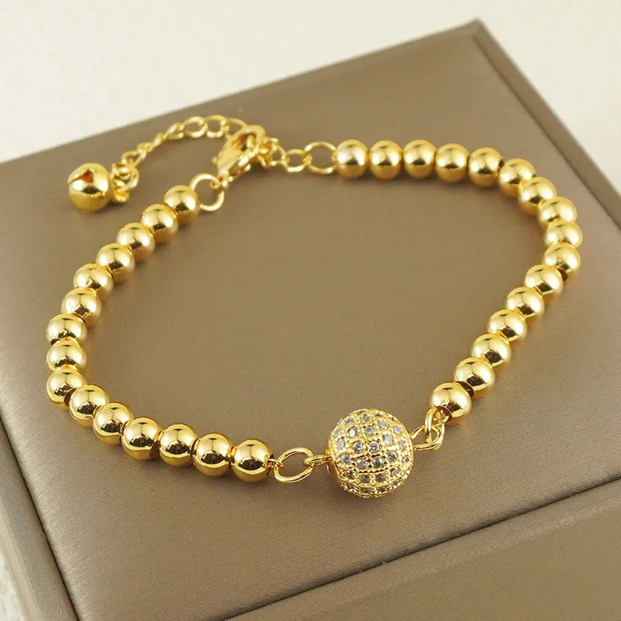 Women's copper bracelet with heart-shaped Arabic design and zircon stones for daily jewellery