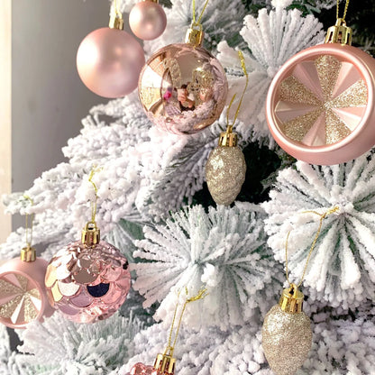 Christmas decoration pendant set with electroplated balls and painted gifts in cowhide presentation box