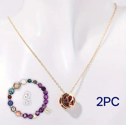 Natural stone bead necklace and matching bracelet set showing varied gemstone colours and textures.