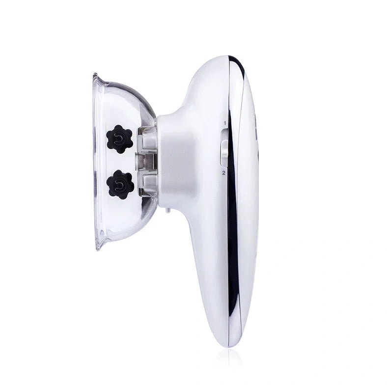 White EMS vacuum massage device with large and small suction cups, measuring 154mm long with control buttons