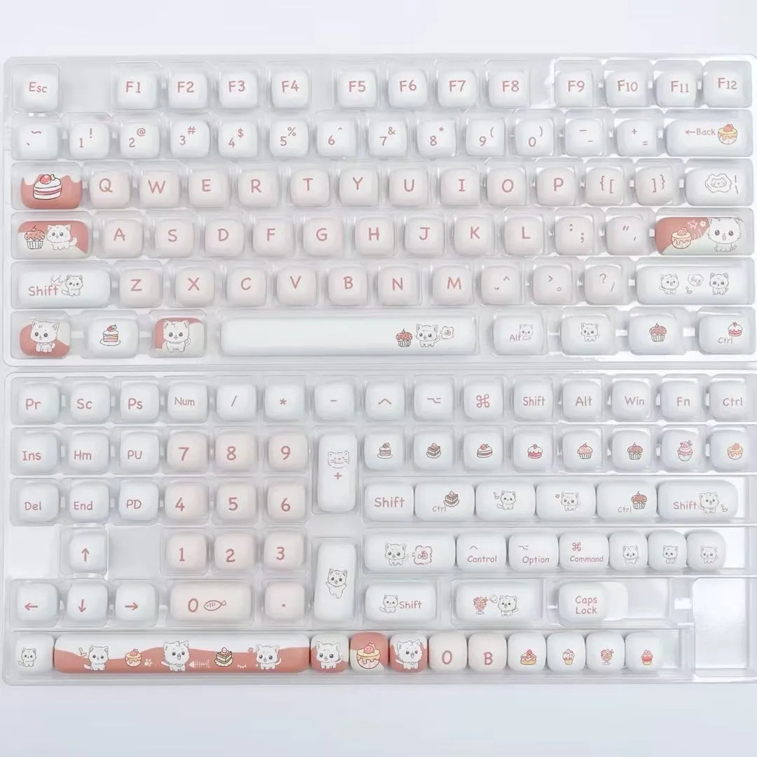 Cartoon dessert cat MOG round key cap with sublimation printing for mechanical keyboards
