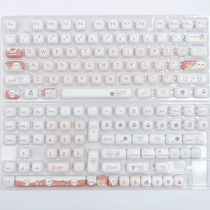 Cartoon dessert cat MOG round key cap with sublimation printing for mechanical keyboards