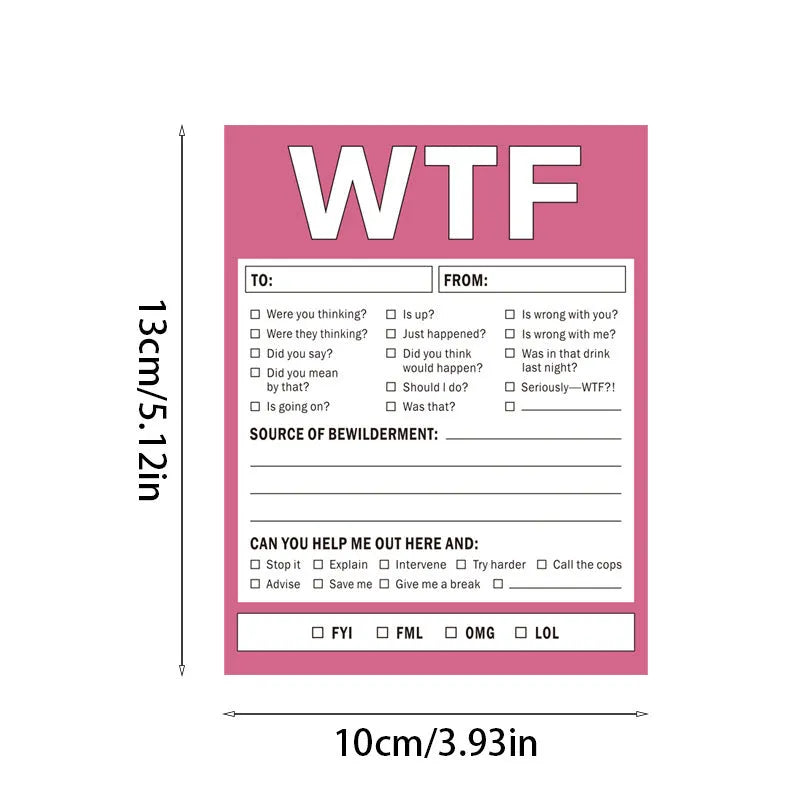 Colour-printed paper card with playful musical notes design, 13 by 10 centimetres.