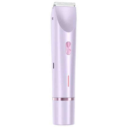 Pink electric shaver with double head, USB cable, and brush for women's body grooming
