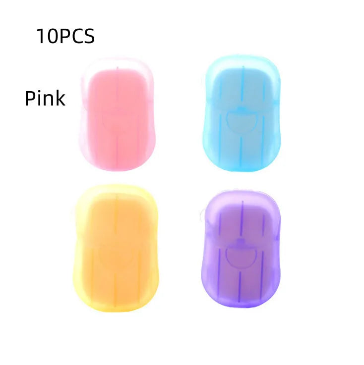 Disposable hand soap paper sheets showing 3.6x5.6cm size and multiple colour options