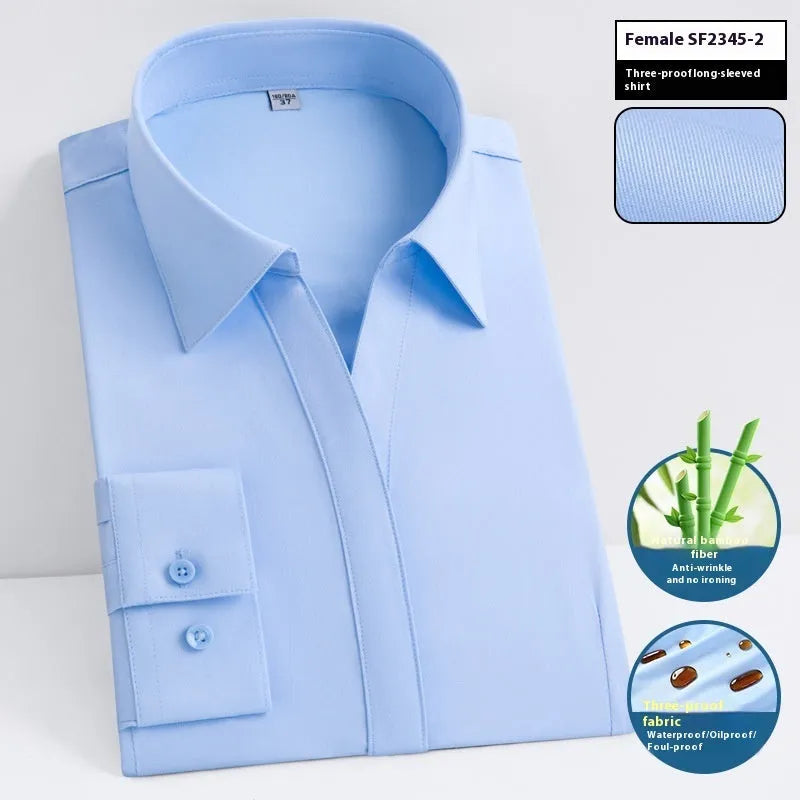 Men's slim fit bamboo fibre formal shirt with square collar, shown in a solid colour.