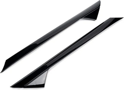 Black Ford front windscreen exterior trim panel set with part codes BB5Z-7803144-AA and BB5Z-7803145-AA.