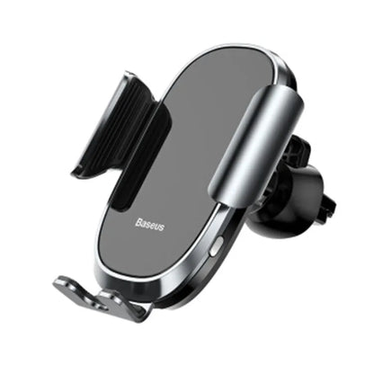 Universal smart car phone bracket with adjustable arm and 360-degree rotation in black, blue, and silvery colours.