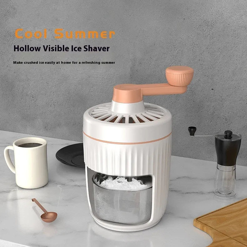 Green hand-cranked ice shaving machine with detachable ice box for making snow cones