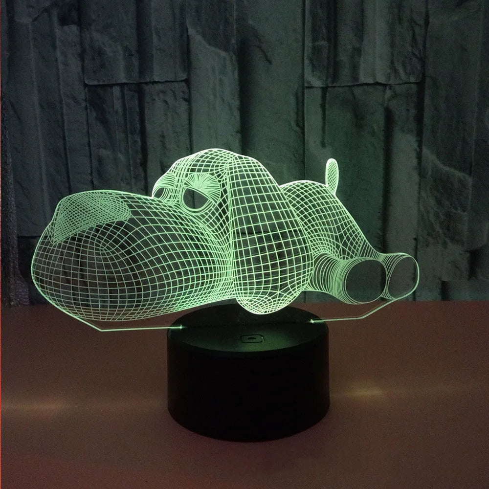Doggo desktop lamp with multicolour LED lighting and 3D dog figurine design