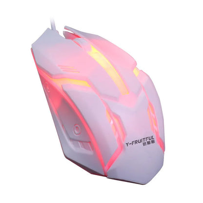 Black and white wired USB mouse with LED lighting and 1.3 metre cable