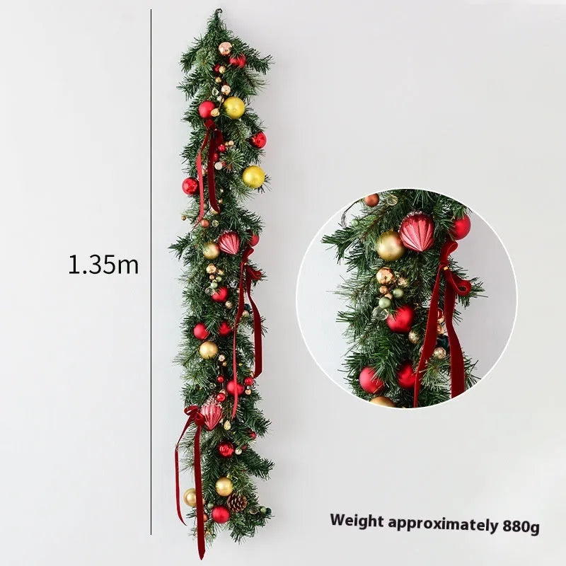 135cm European Style rattan Christmas wall hanging decoration in golden red, leaf golden, or rose pink colour variations
