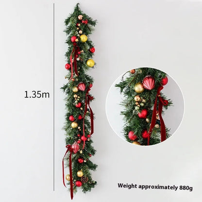 135cm European Style rattan Christmas wall hanging decoration in golden red, leaf golden, or rose pink colour variations