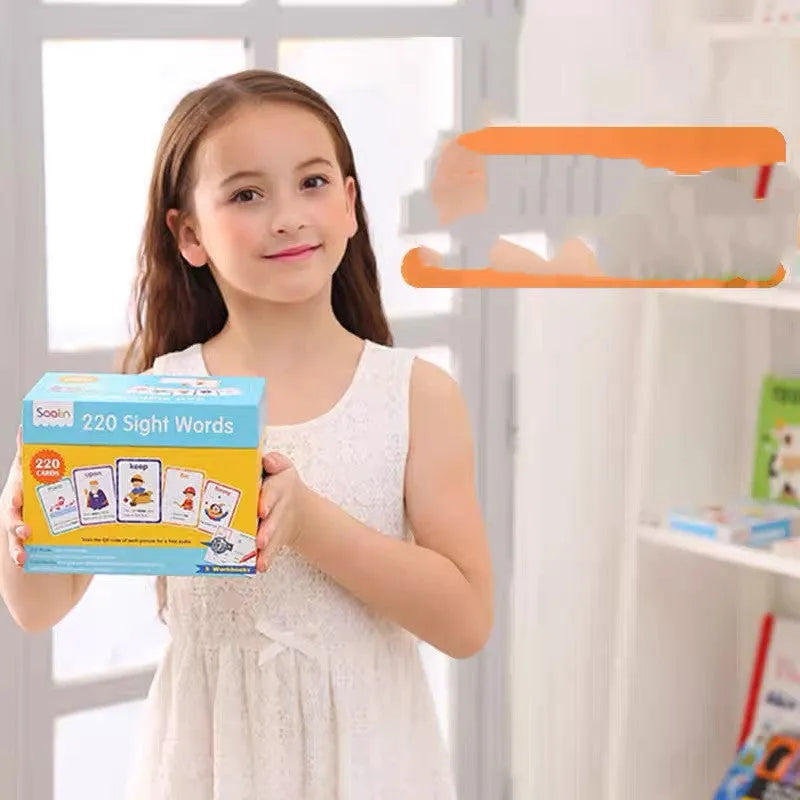 220 high frequency word card gift box set with interactive workbooks for early childhood education
