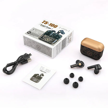 Black and white wireless Bluetooth headset showing head-mounted design with 18-metre range