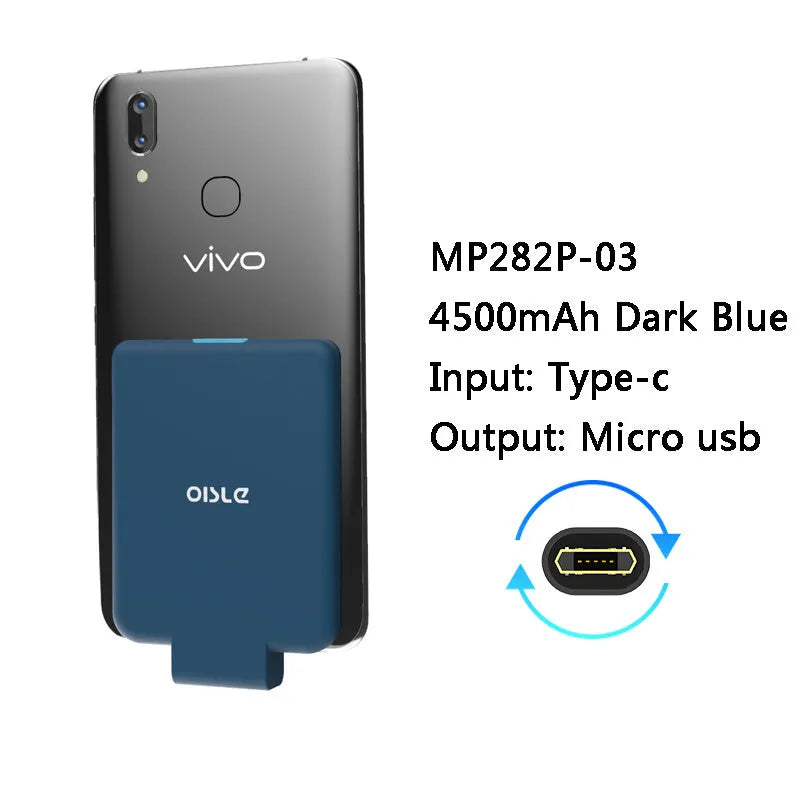 MP282P back clip battery in five colour options showing 90mm x 61mm dimensions
