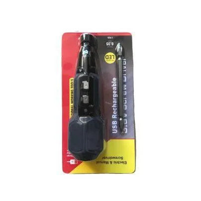 Black or blue alloy steel electric screwdriver with straight handle and rechargeable lithium battery