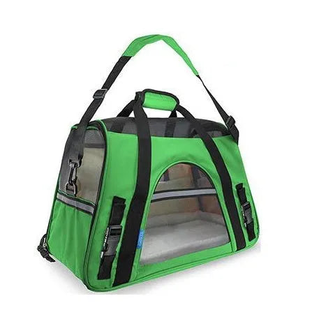Breathable portable pet strap handbag in oxford cloth and nylon mesh for small dogs and cats, available in 11 colours.