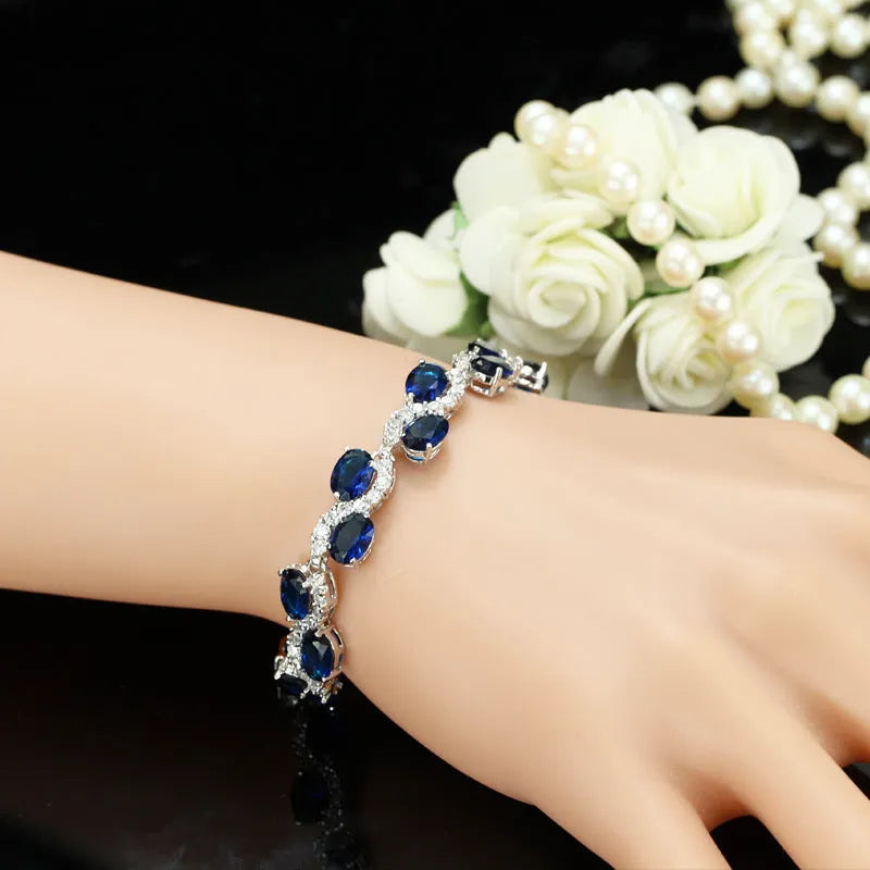 Copper plating real white gold colour 18K zircon bracelet with 18.4cm length and micro inlay craftsmanship for a simple geometry style jewellery piece