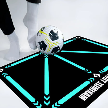 Rubber football training mat in cushion colour for indoor skill practice and foot basket row drills