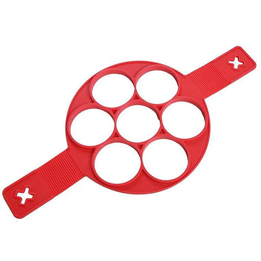 Nonstick silicone pancake maker with seven cavities for creating perfectly shaped pancakes easily