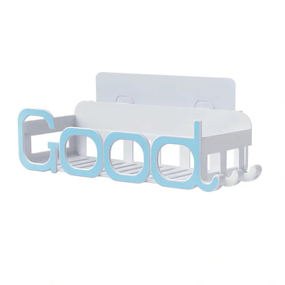 Blue alphabet bathroom storage box with stackable design for organisation