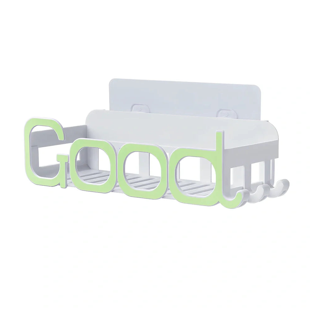Blue alphabet bathroom storage box with stackable design for organisation