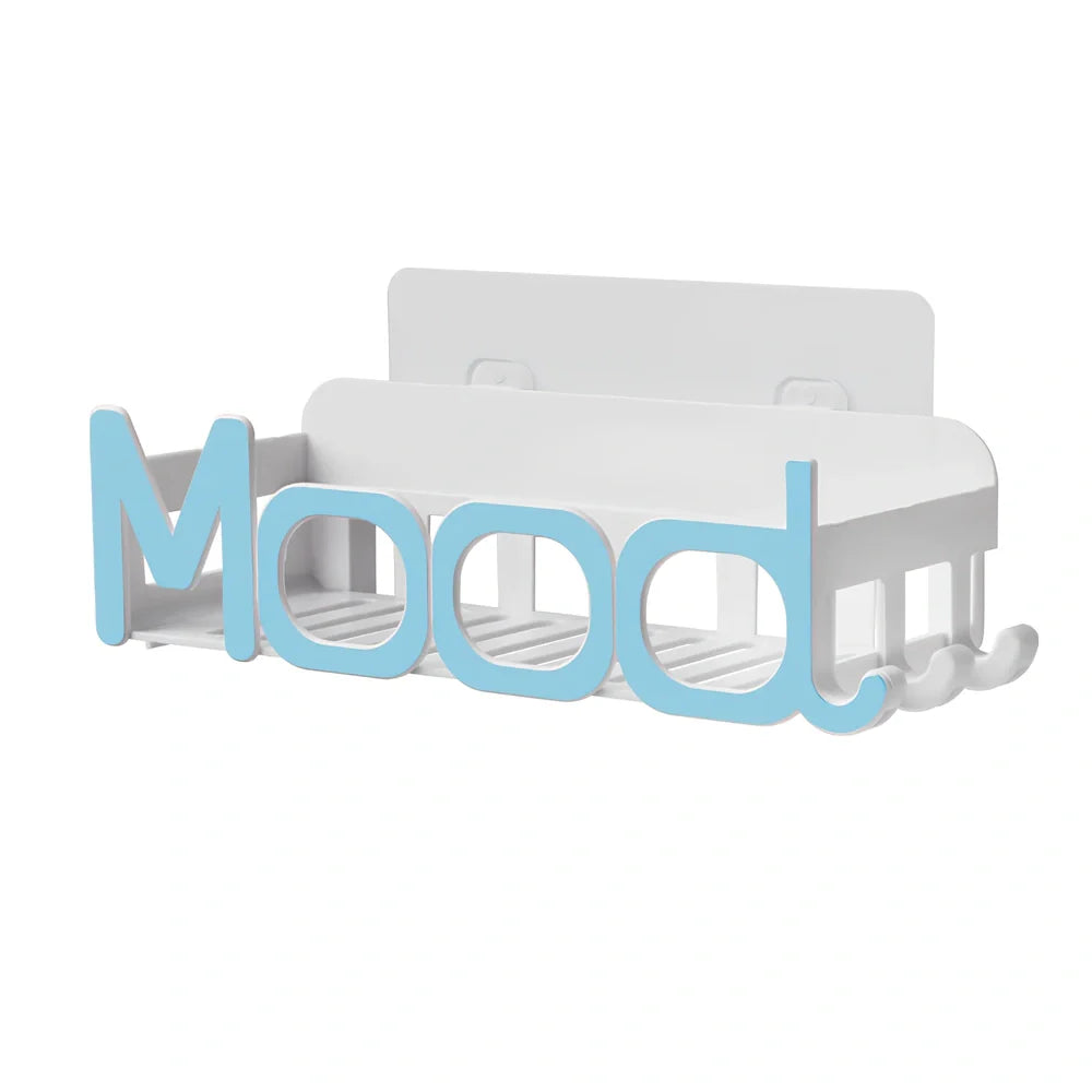 Blue alphabet bathroom storage box with stackable design for organisation