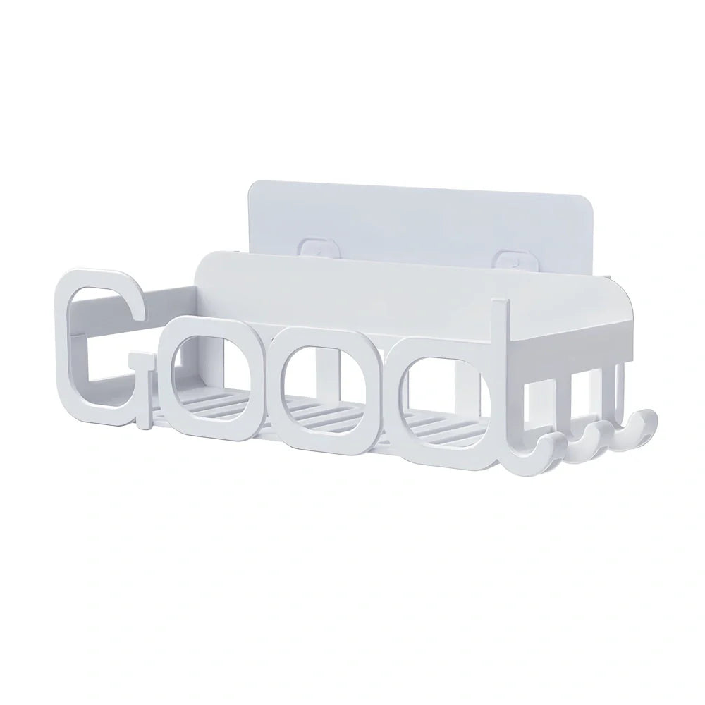 Blue alphabet bathroom storage box with stackable design for organisation