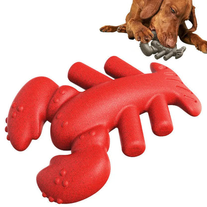 Pet food dropping ball dog molar lobster toy in wood colour or red plastic, single teeth grinding toy