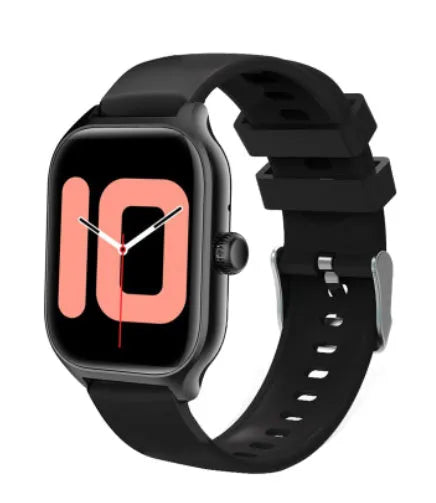 Bluetooth smart watch with touch screen display showing health metrics on silicone strap