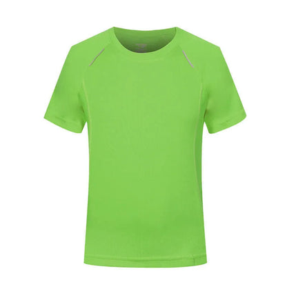 Men's slim fit quick-dry T-shirt in grey, showing round neck and short sleeve design.