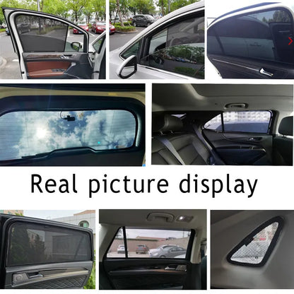 Nylon mesh car sunshade curtains for front, rear, and side windows, multiple piece set