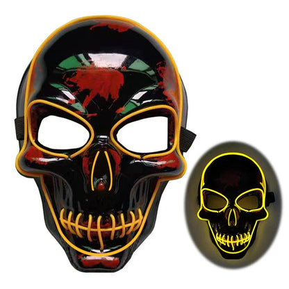 Realistic LED Skeleton Mask with customizable glow-in-the-dark lighting effects for Halloween, parties, and more